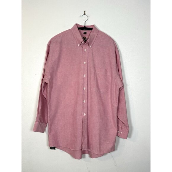 Hunt Club 16 1/2 32/33 Long Sleeve Button Down Shirt Mens Collared‎ Red Chambray - Picture 1 of 15